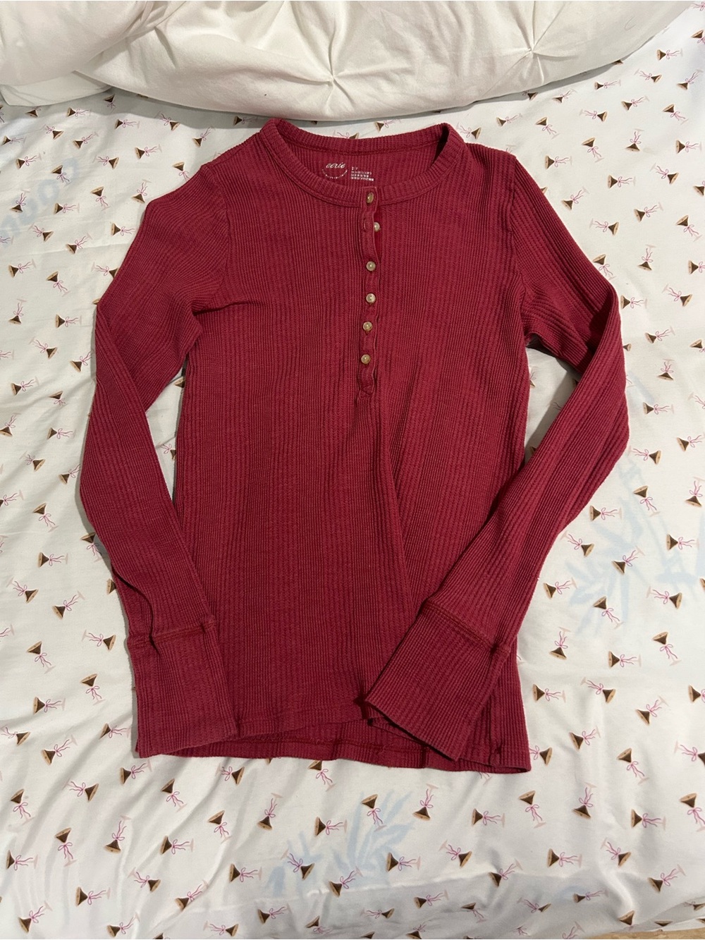 Vintage american eagle red long sleeve top ribbed deep red